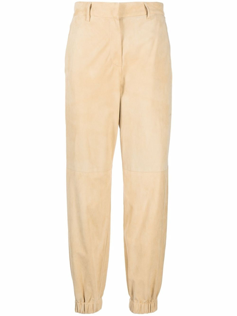 cuffed-ankle leather trousers 1