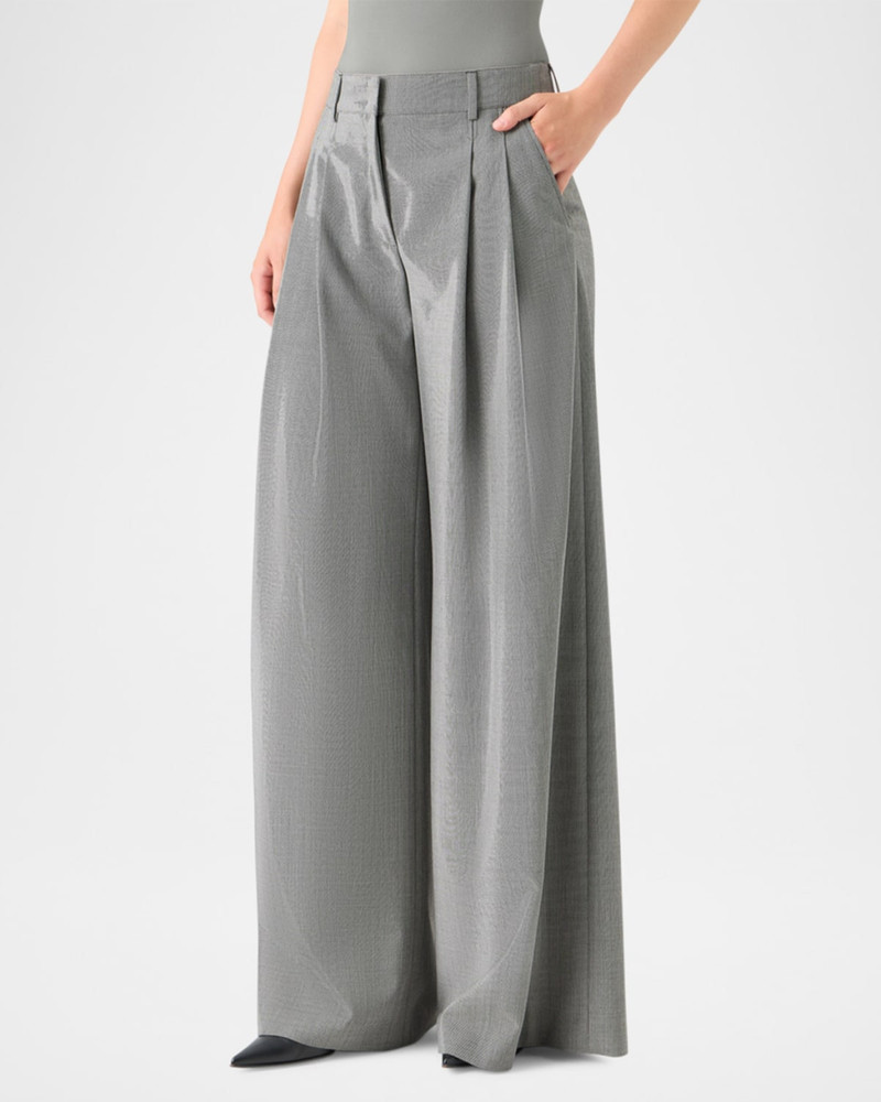 AKRIS Cassie Pleated Wool Wide-Leg Pants outlook