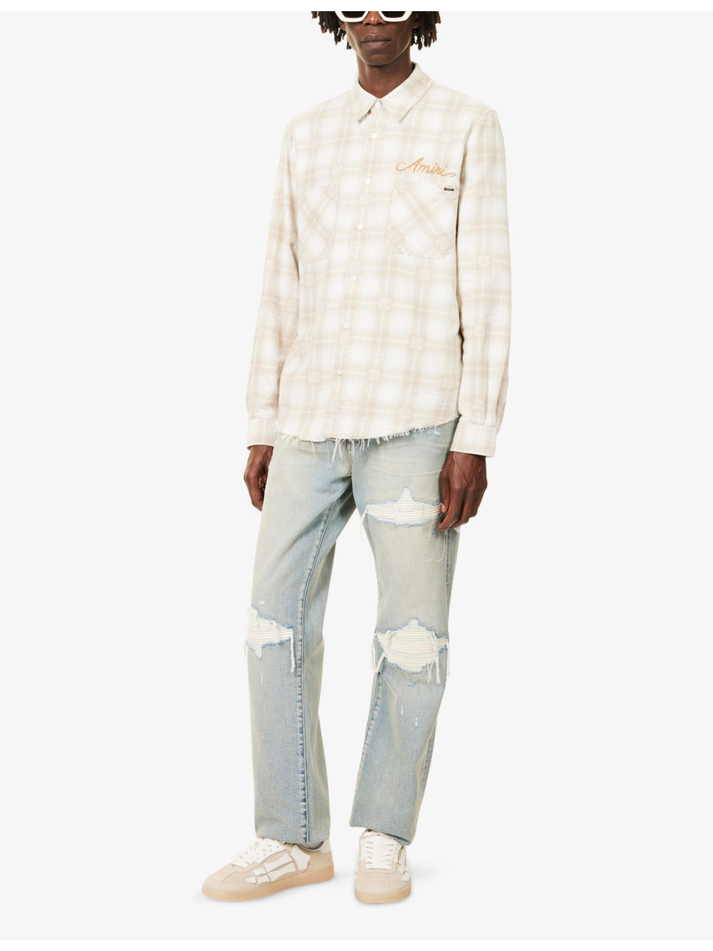 Checked Bandana-Patch Cotton Shirt - 2
