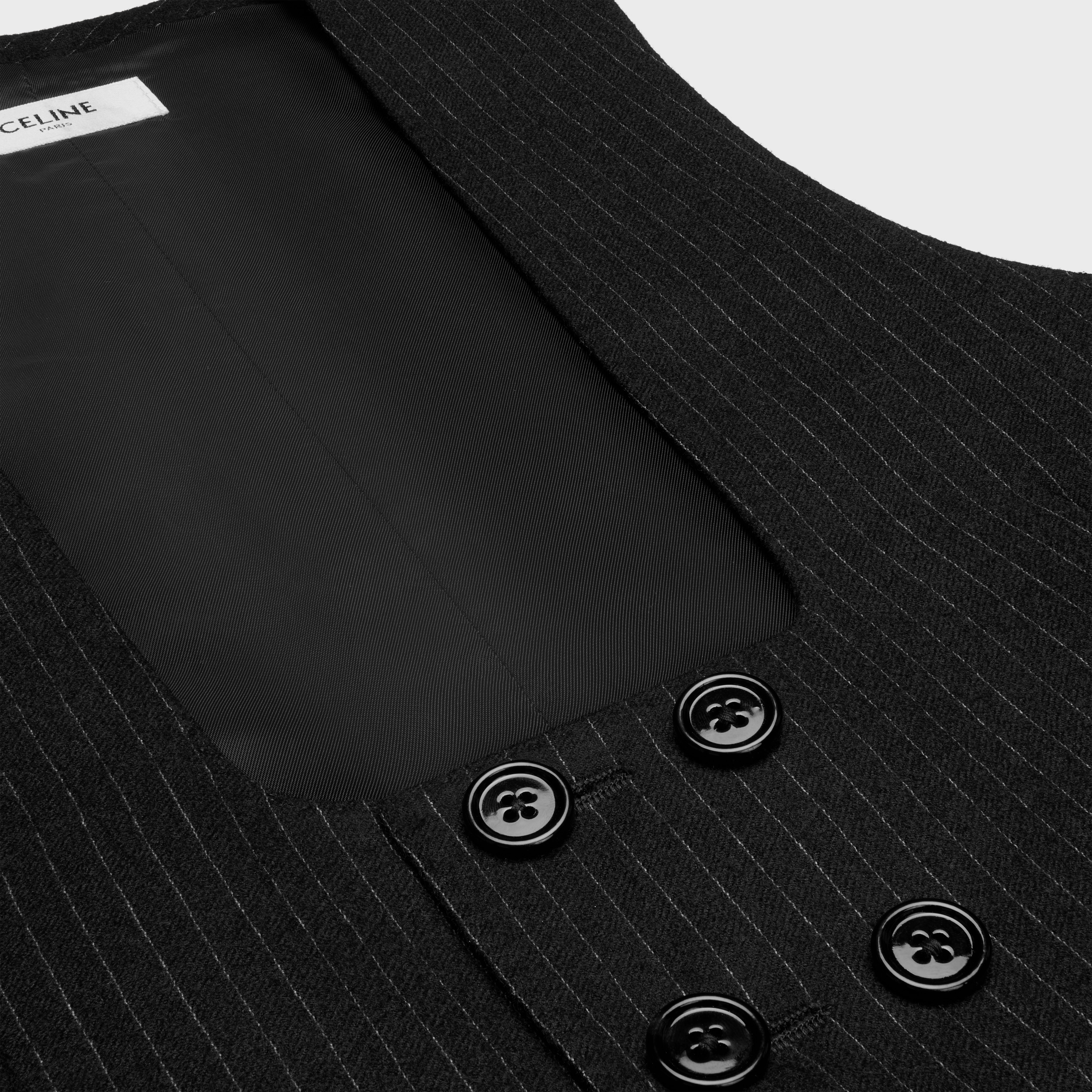 double-breasted vest in striped wool flannel - 3