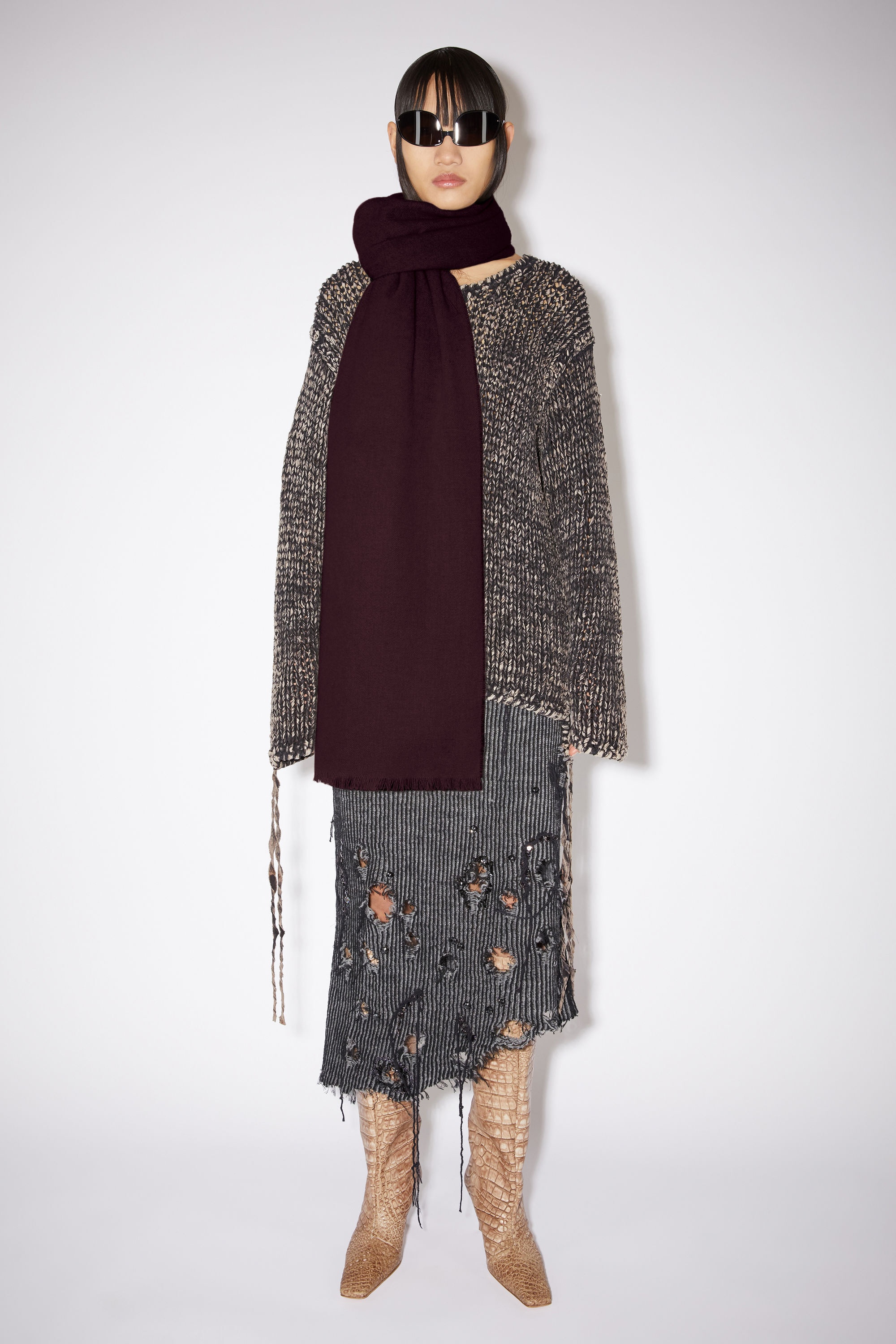 Soft wool scarf - Aubergine purple - 2