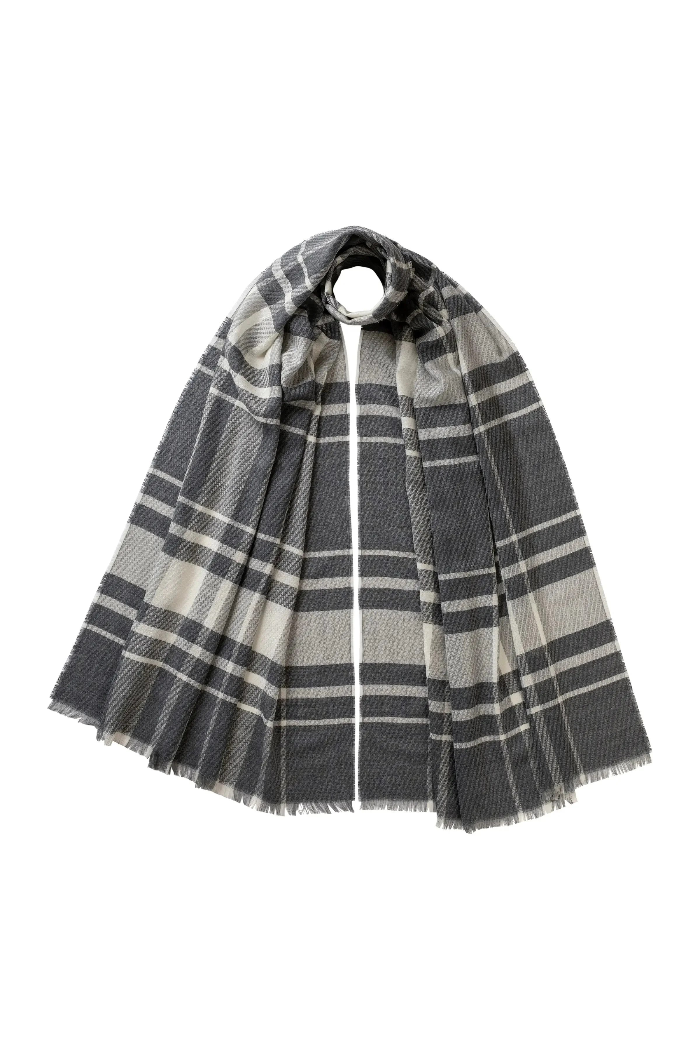 Twill Check Grey Scarf - 1