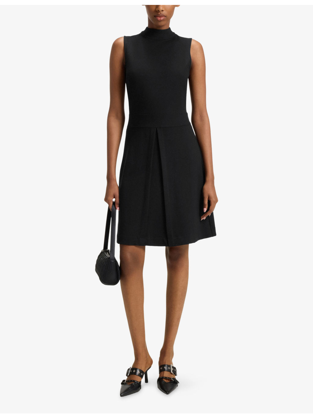 Sleeveless Pleat-Skirt Jersey Mini Dress - 2