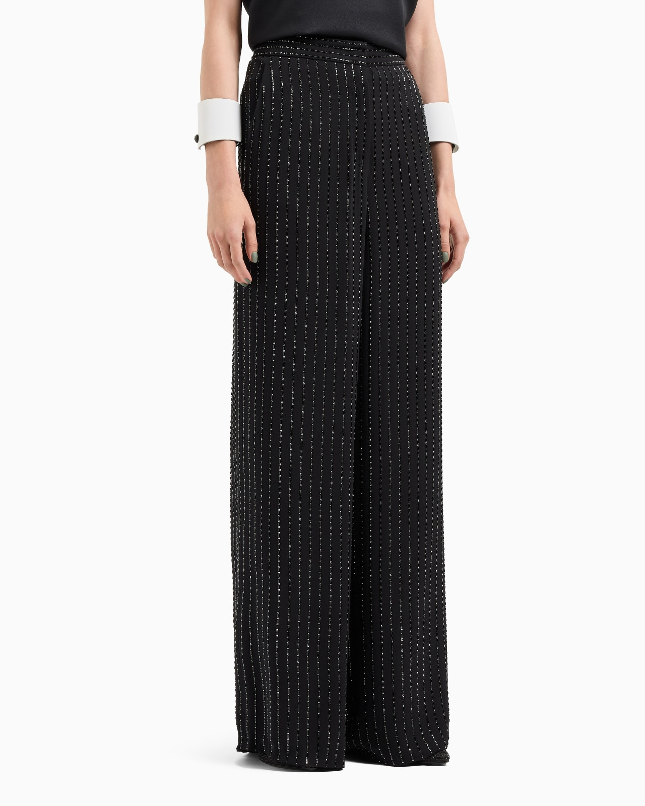 WIDE-LEG SILK TROUSERS WITH EMBROIDERY - 4