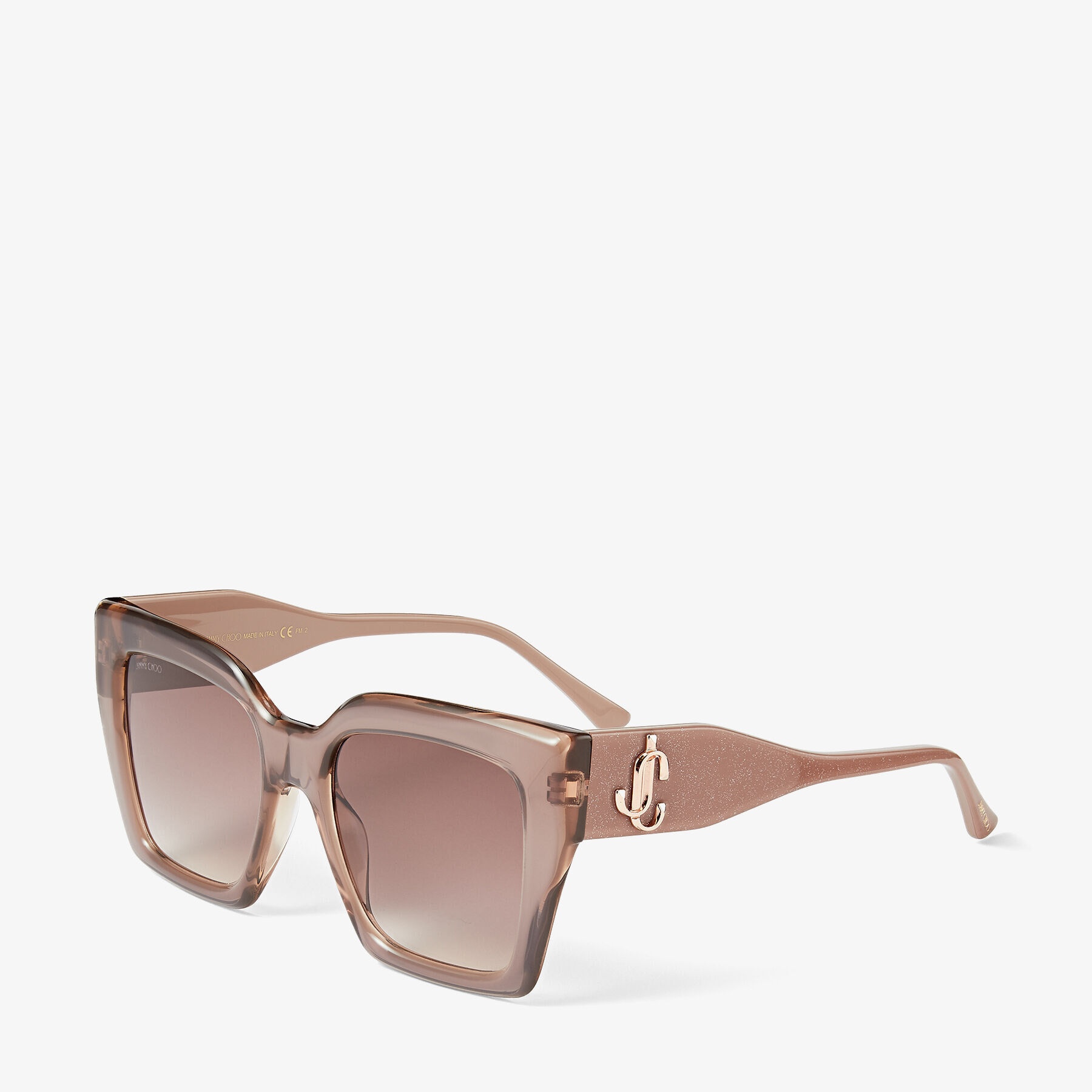 Eleni
Glittered Nude Square-Frame Sunglasses with JC Monogram - 3