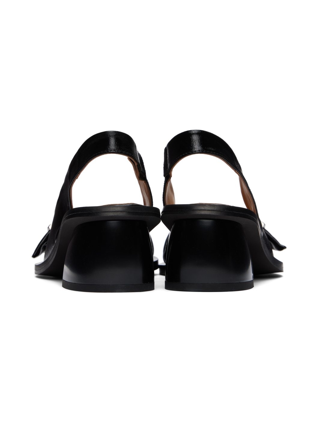 Black Feminine Buckle Slingback Heels - 2