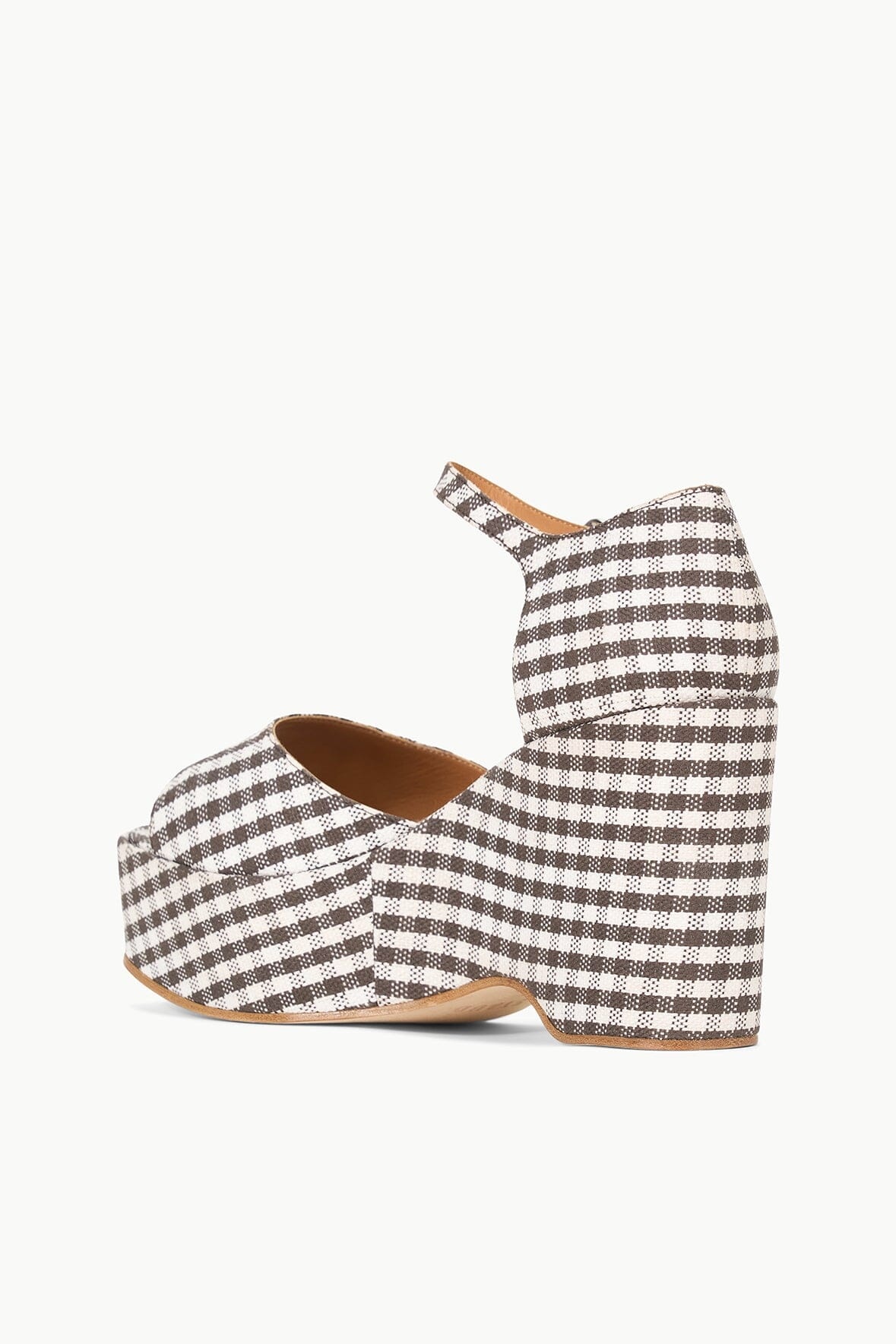 STAUD STELLA PLATFORM SANDAL DARK CHOCOLATE MICRO CHECK - 5