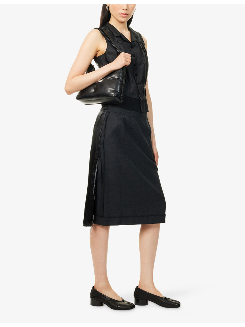 Maison Margiela Contrast-Satin High-Waist Woven Midi Skirt outlook
