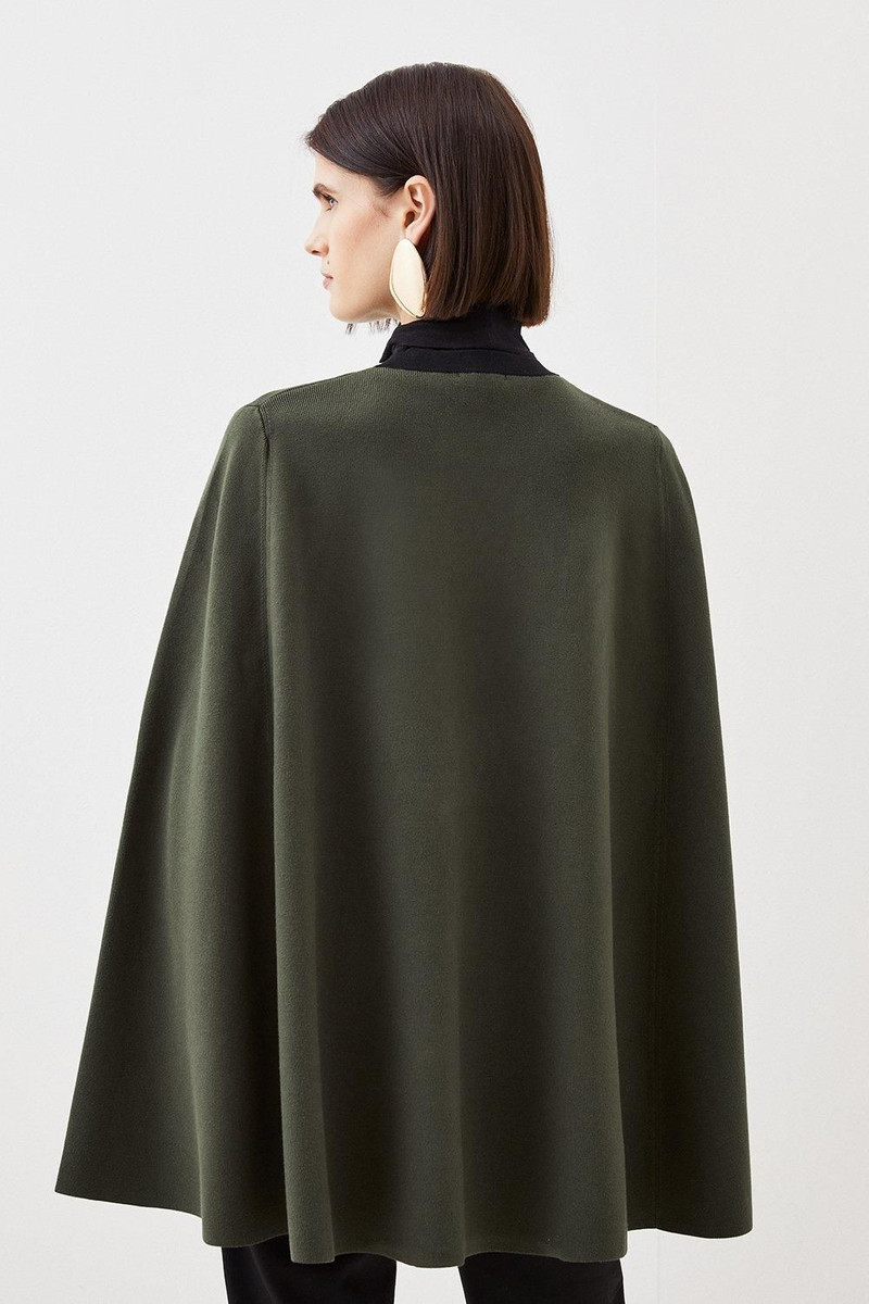 Viscose Blend Military Trim Knitted Cape 5