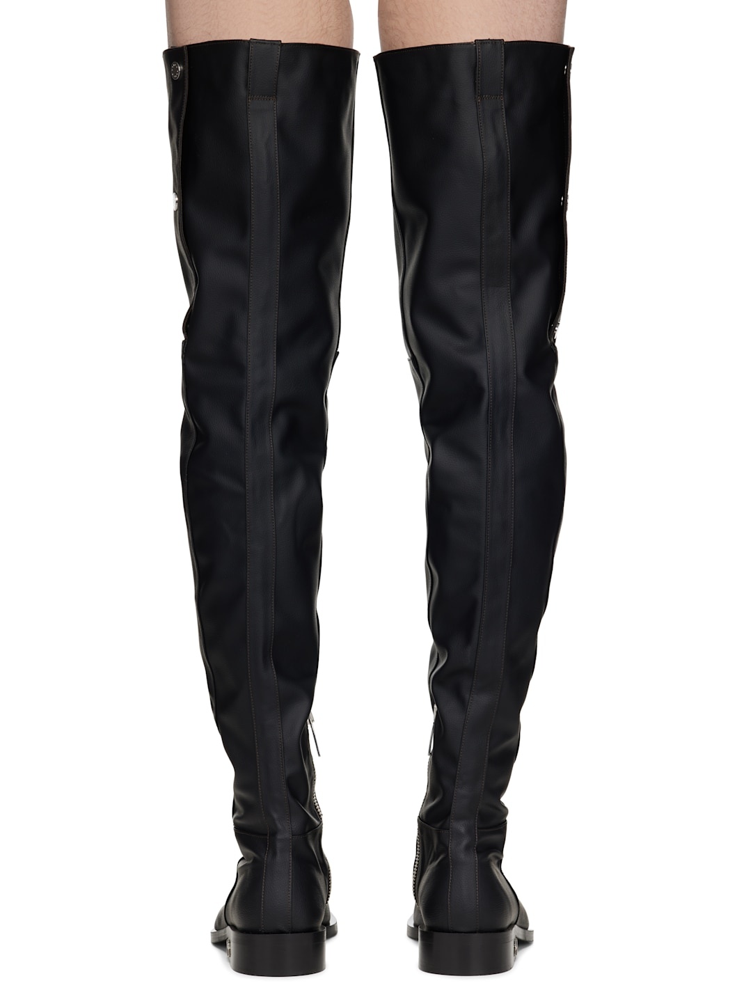 Black Adem Overknee Snap Buttons Tall Boots - 2