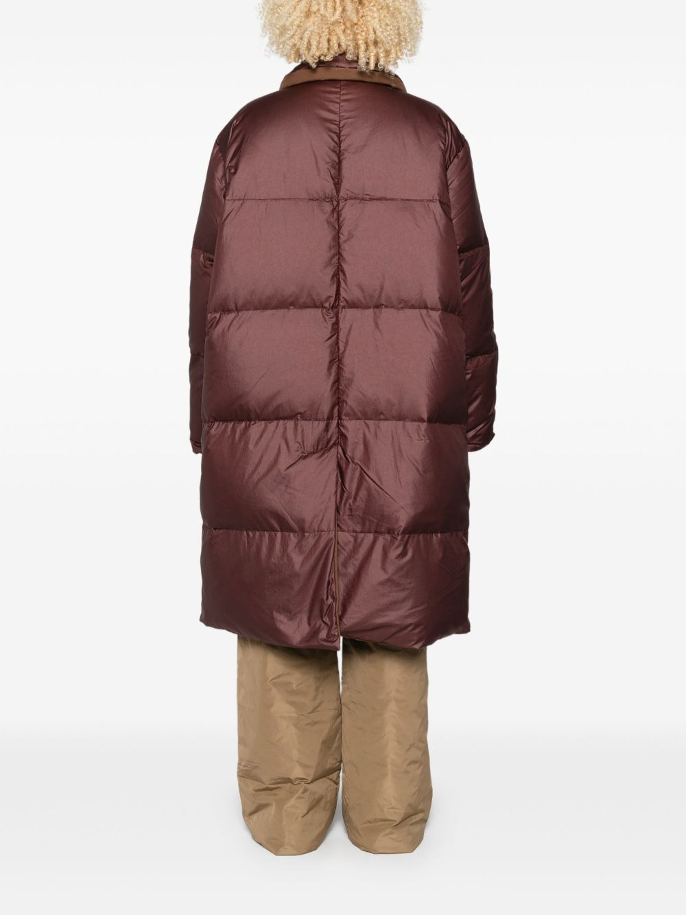 quilted button-fastening coat - 4