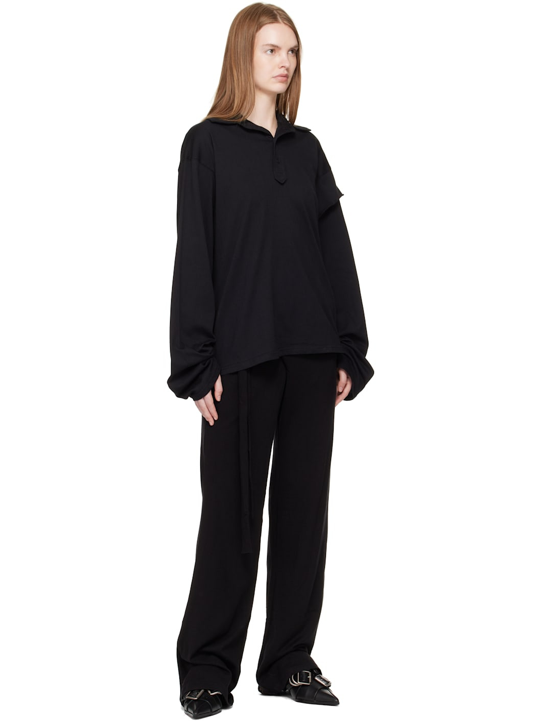 Black Long Sleeve Polo - 4