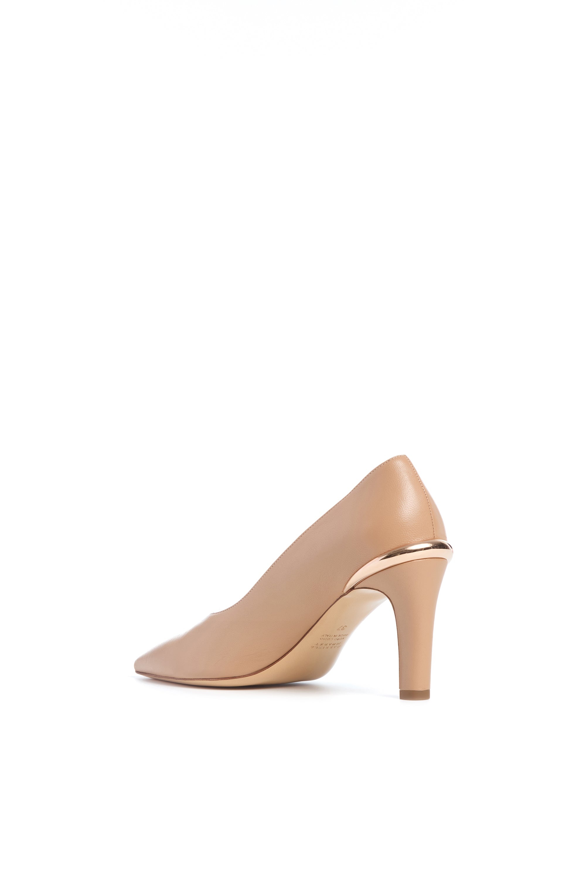 Edwina High Heel Stiletto Pump in Nude Leather - 3