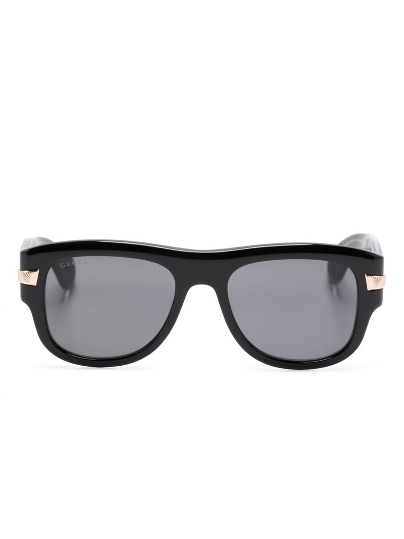 logo-engraved square-frame glasses 1