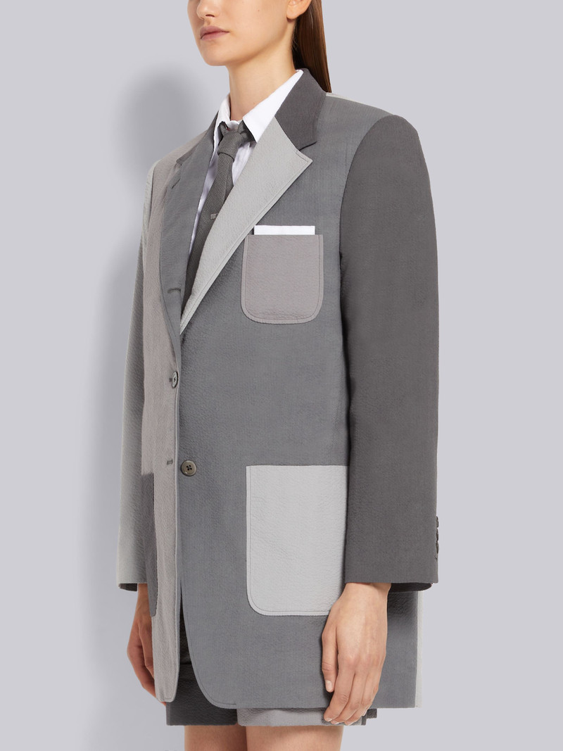 Thom Browne Silver Fun-Mix Seersucker Oversized Sack Sport Coat outlook