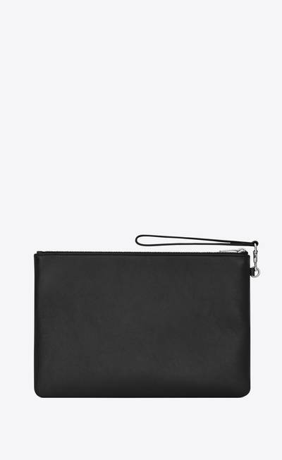 SAINT LAURENT rive gauche zipped pouch in smooth leather outlook