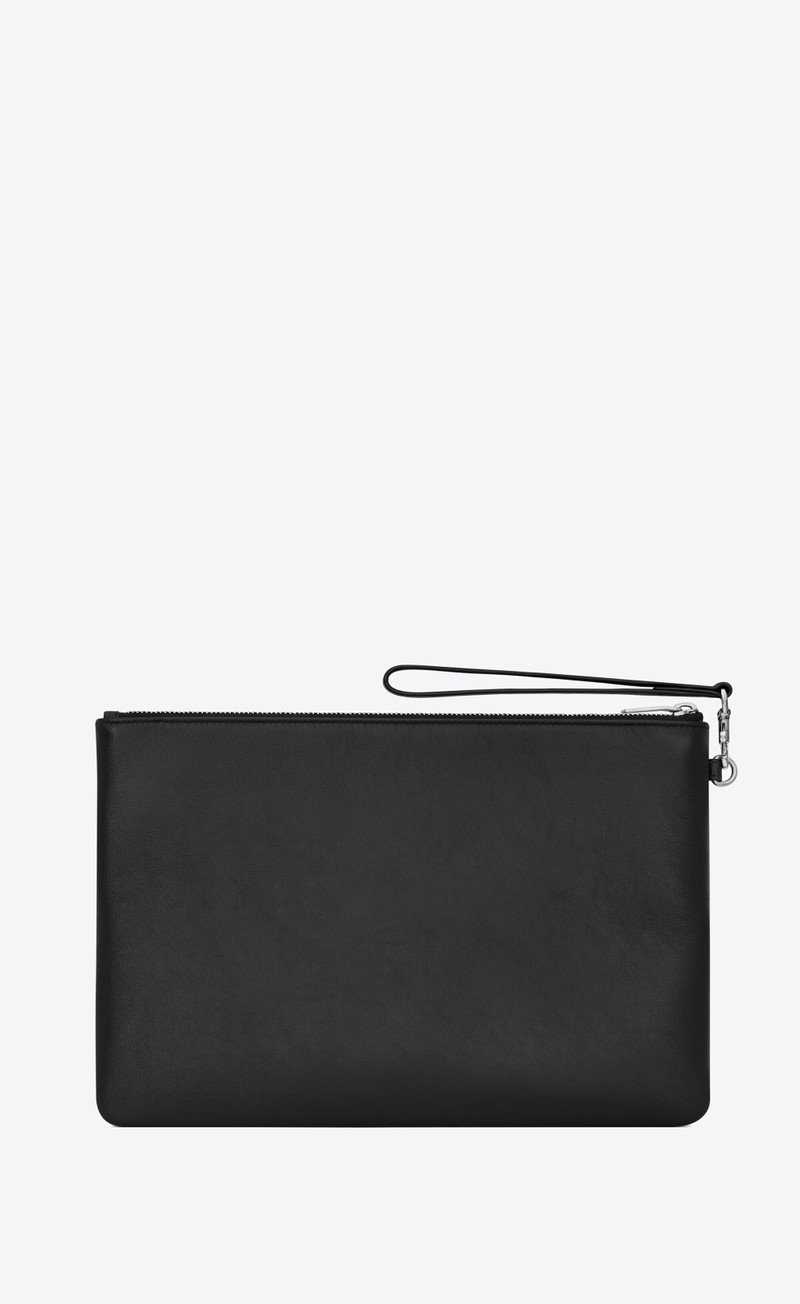 SAINT LAURENT rive gauche zipped pouch in smooth leather outlook