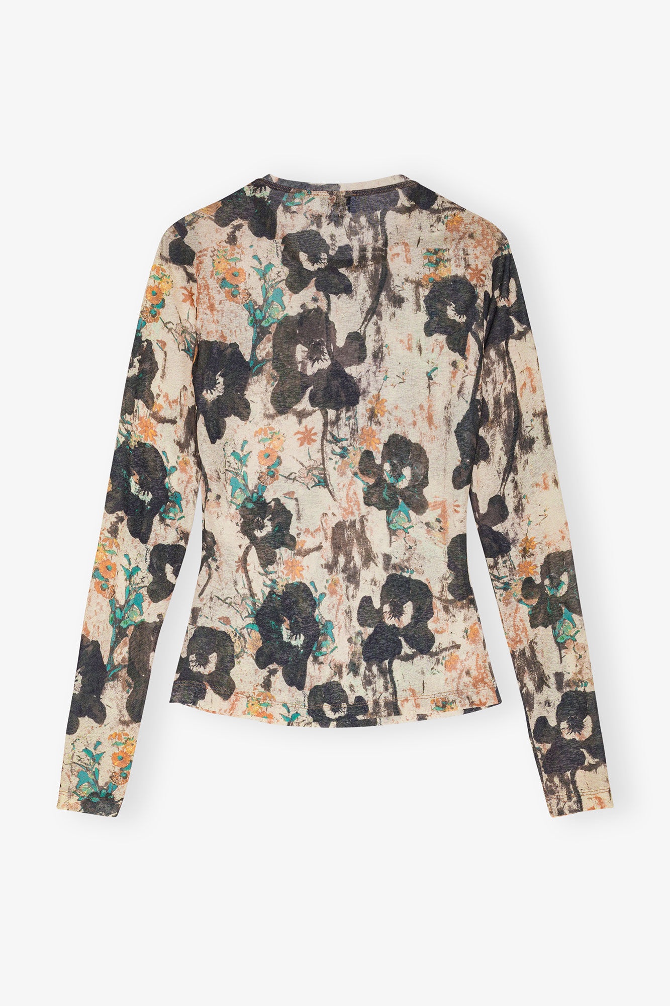PRINTED MARL MESH LONG SLEEVE TOP - 6