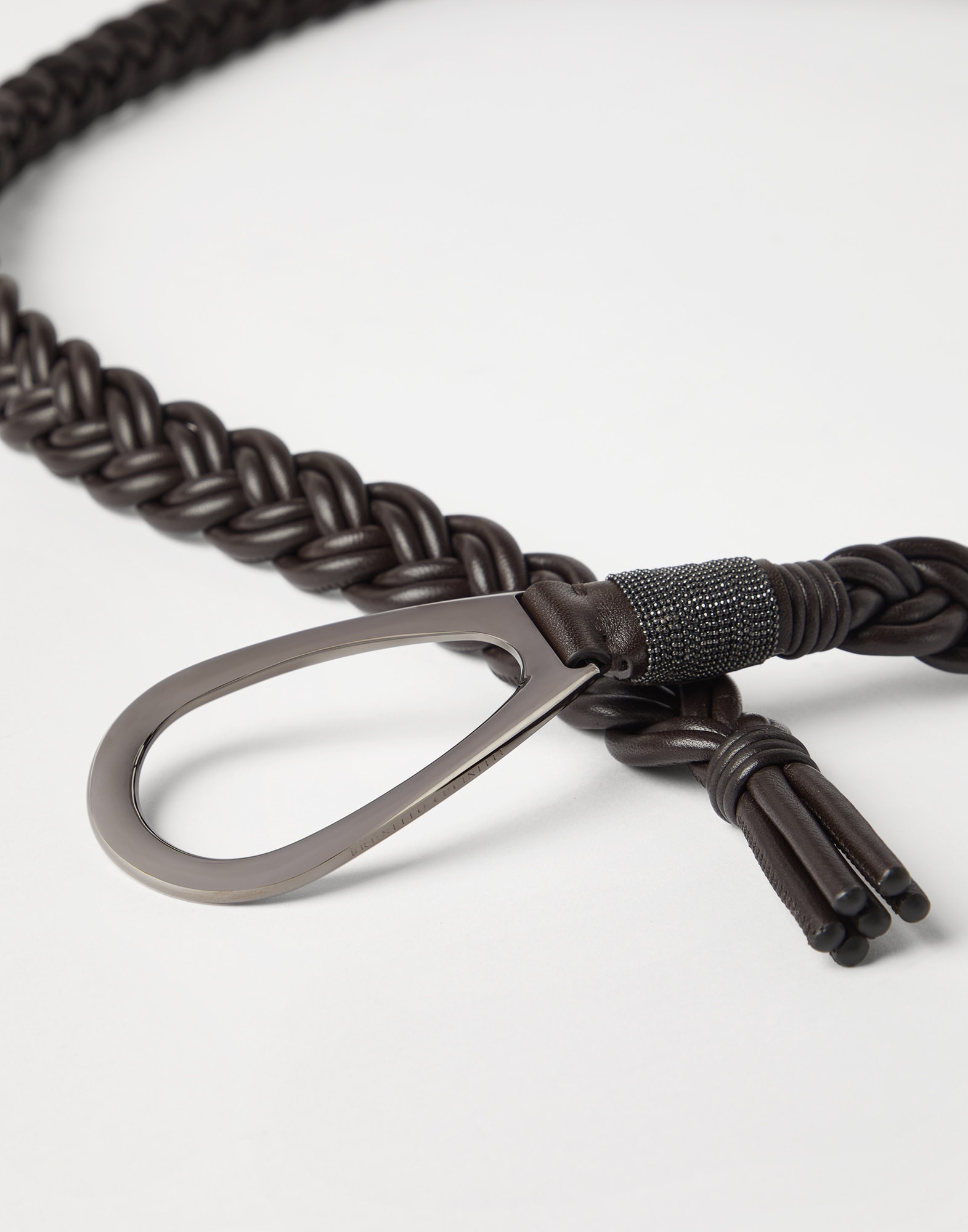 Braided nappa leather belt with precious detail - 2