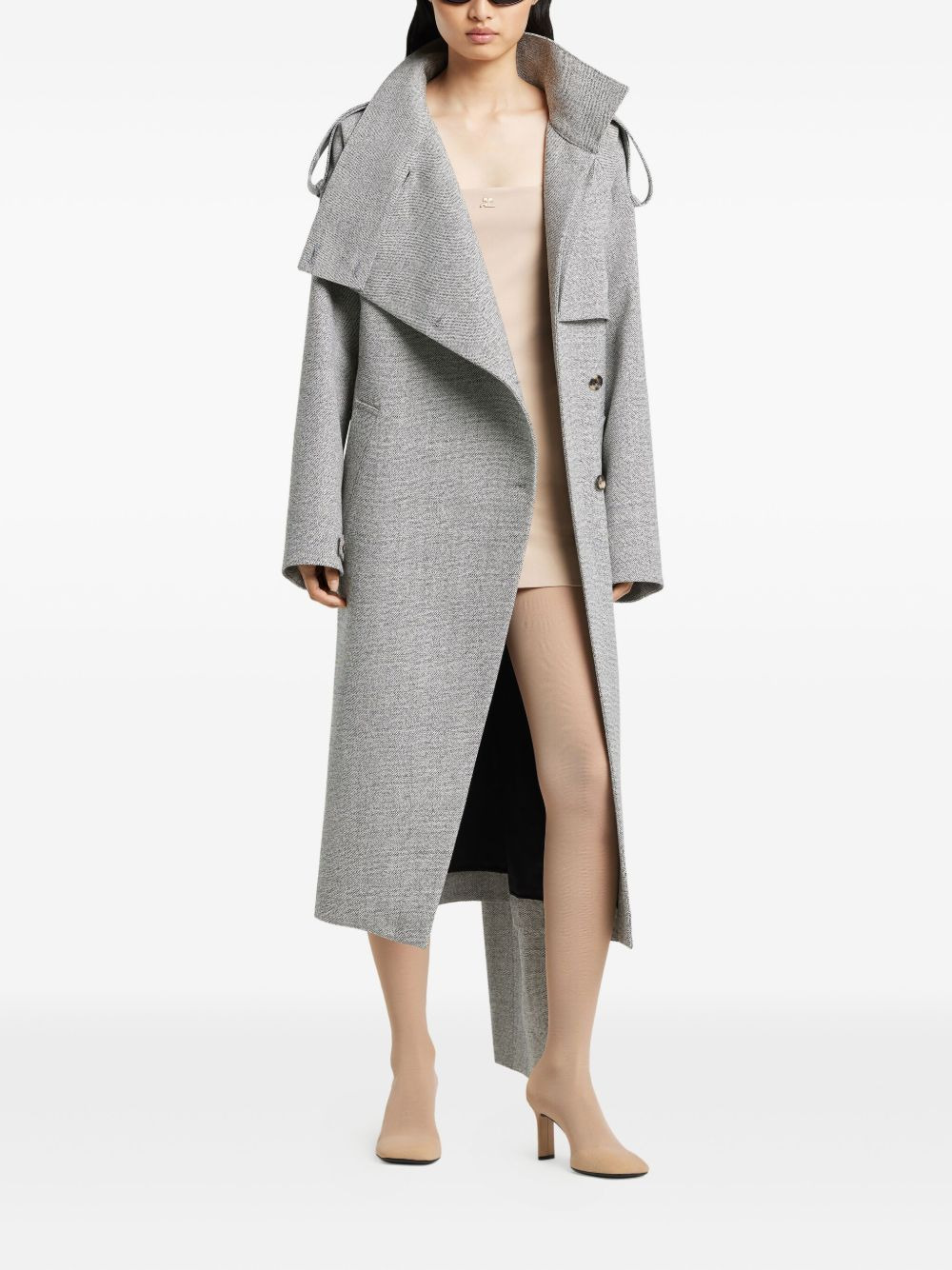 oblique asymmetric wool coat - 2