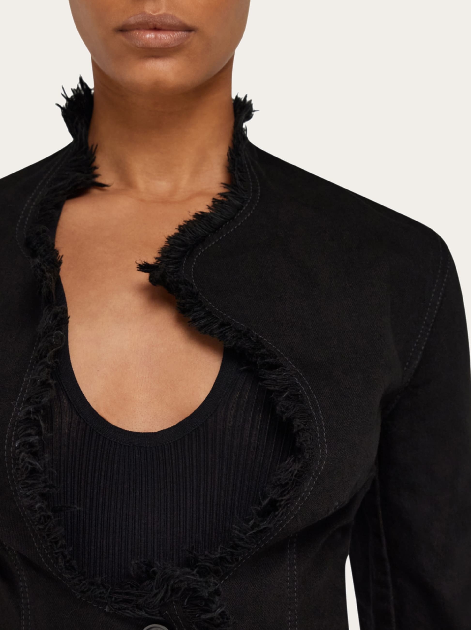 Cotton blazer with fringe detail - 4