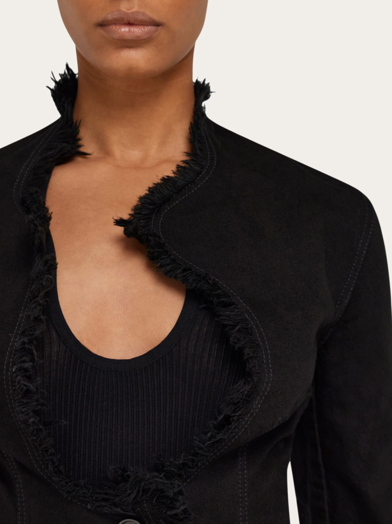 Cotton blazer with fringe detail 4