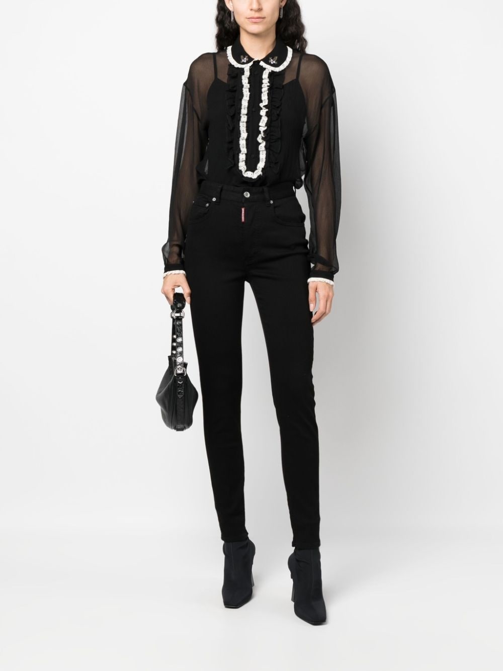 ruffled sheer silk blouse - 2