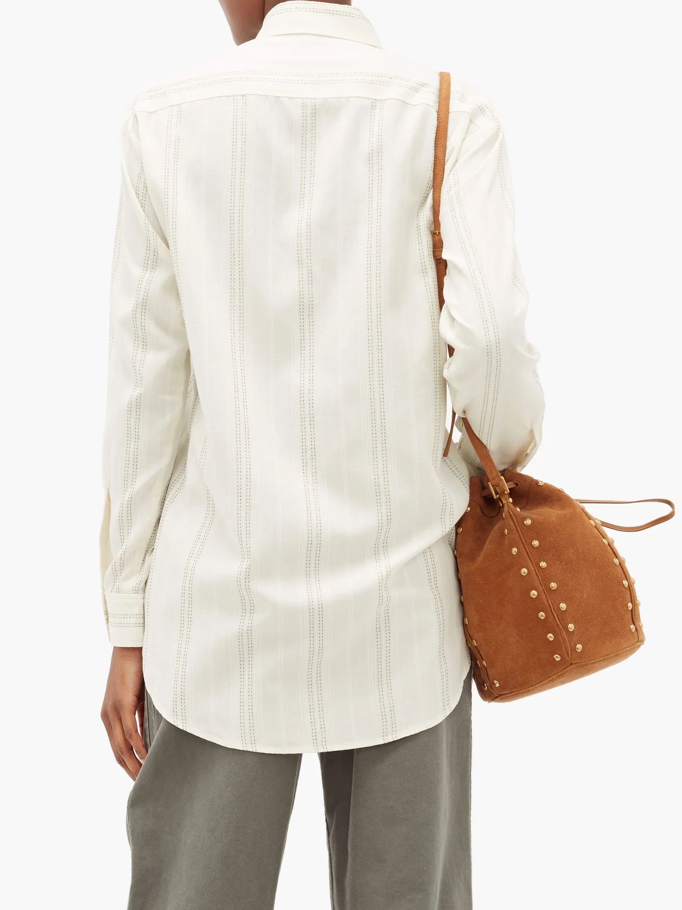 Metallic-stripe flap-pocket shirt - 6