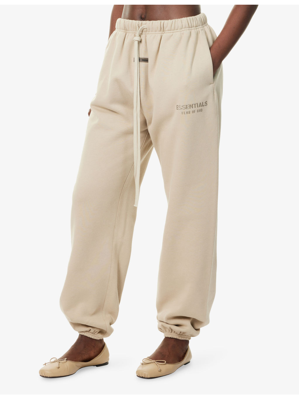Embossed-Branding Wide-Leg Cotton-Blend Jogging Bottoms - 3