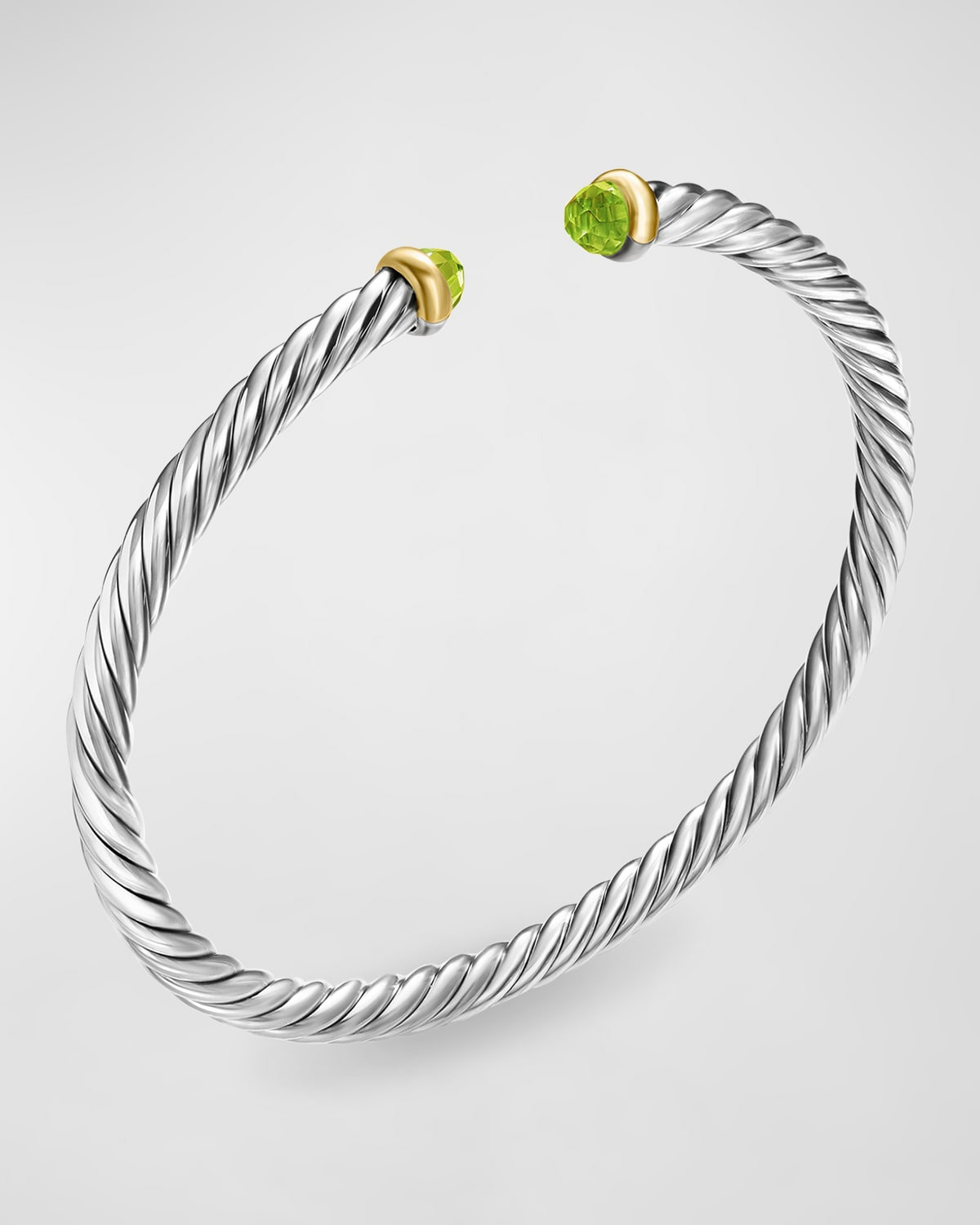 Cable Flex Bracelet with Gemstone in Silver and 14K Gold - 3