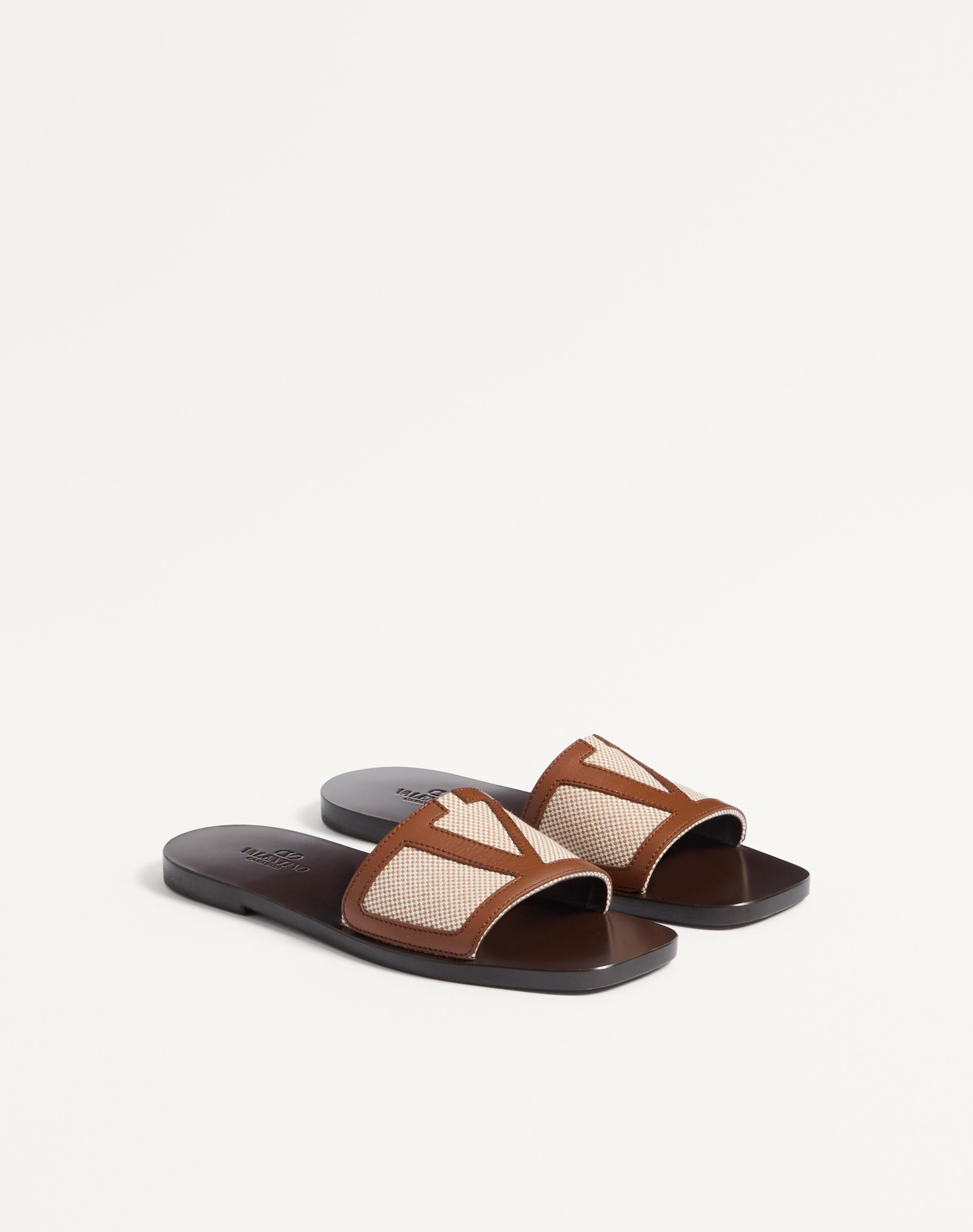 VIVA SUPERSTAR SLIDE SANDAL IN CANVAS FABRIC AND NAPPA LEATHER - 3