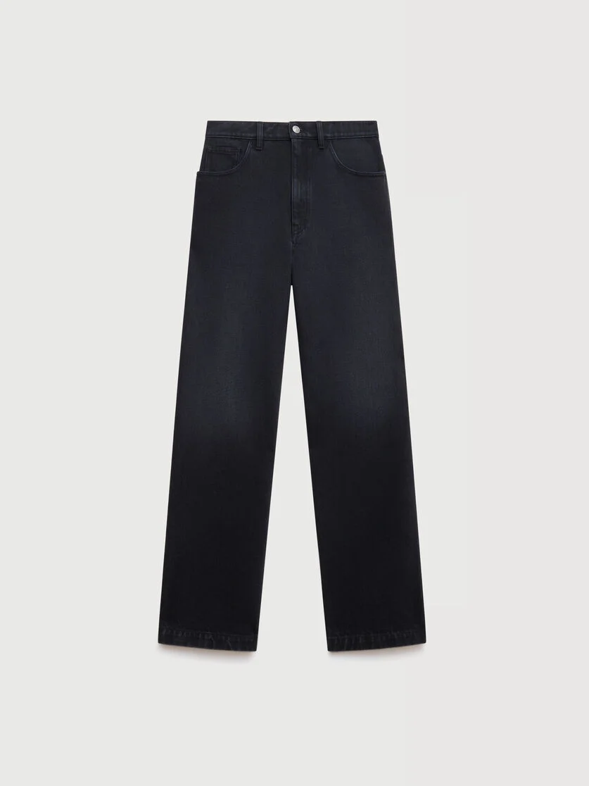 BLACK DENIM WIDE-LEG JEANS - 1