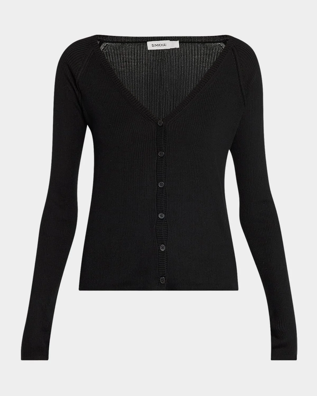 Darlene Ribbed Silk-Cashmere Cardigan - 1