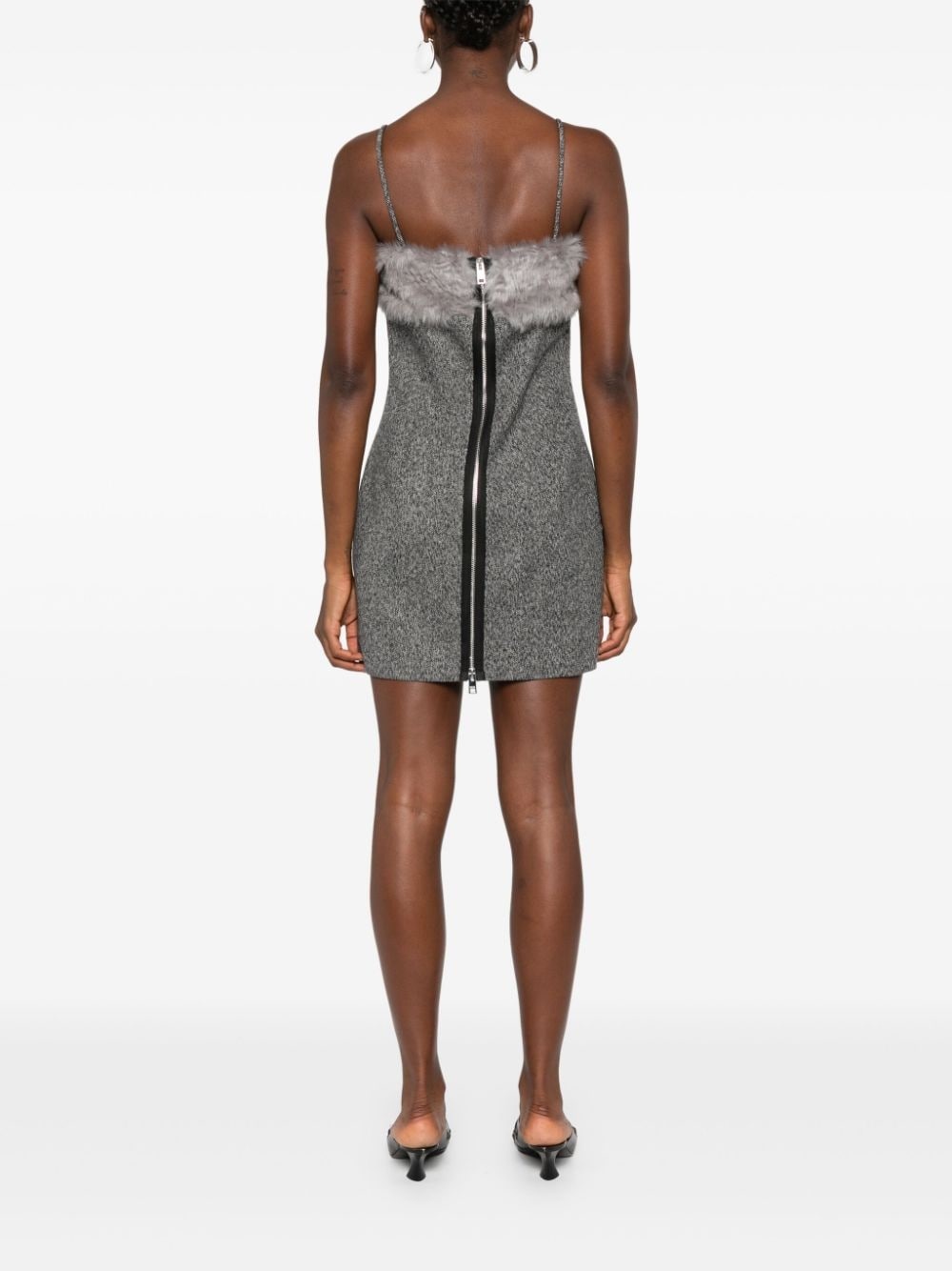 faux-fur trim mini dress - 4