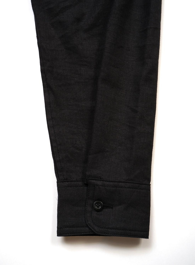 Open Collar Shirt Linen Fleece in Dark Navy 8