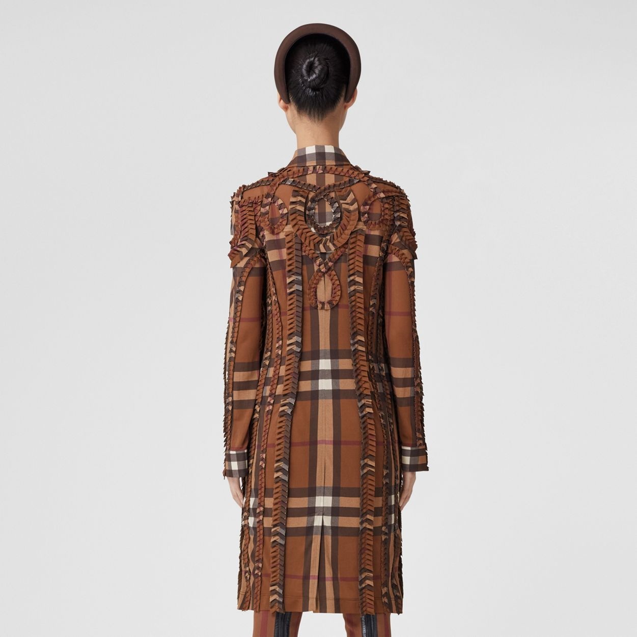 Pleated Check Stretch Jersey Shirt Dress - 4