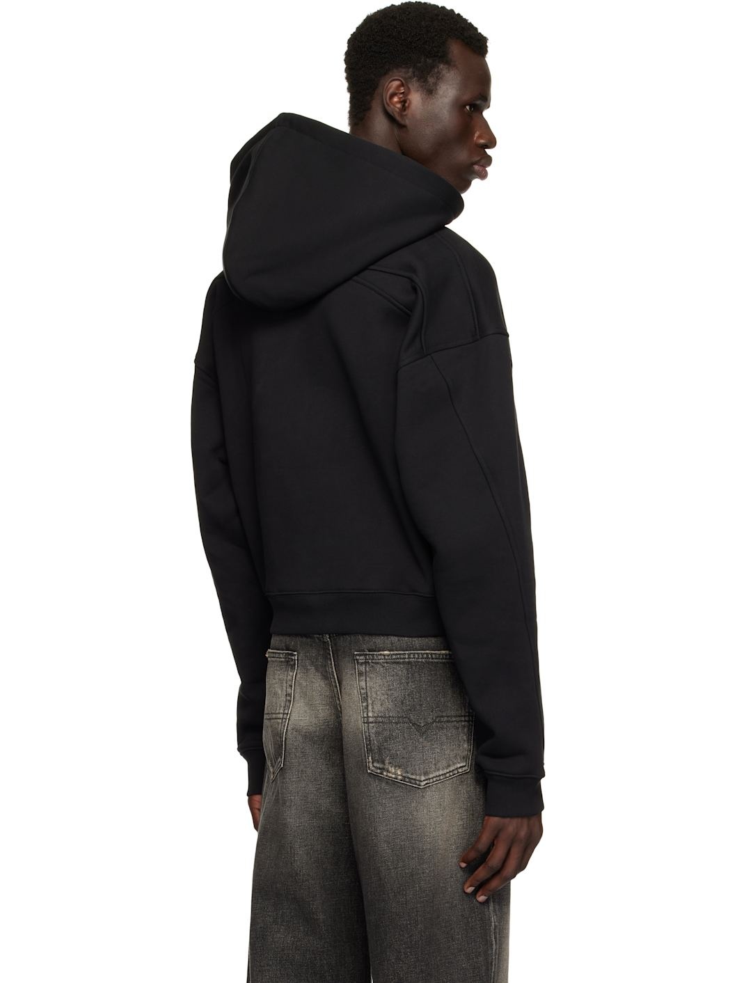 Black Spiral Cropped Hoodie - 3