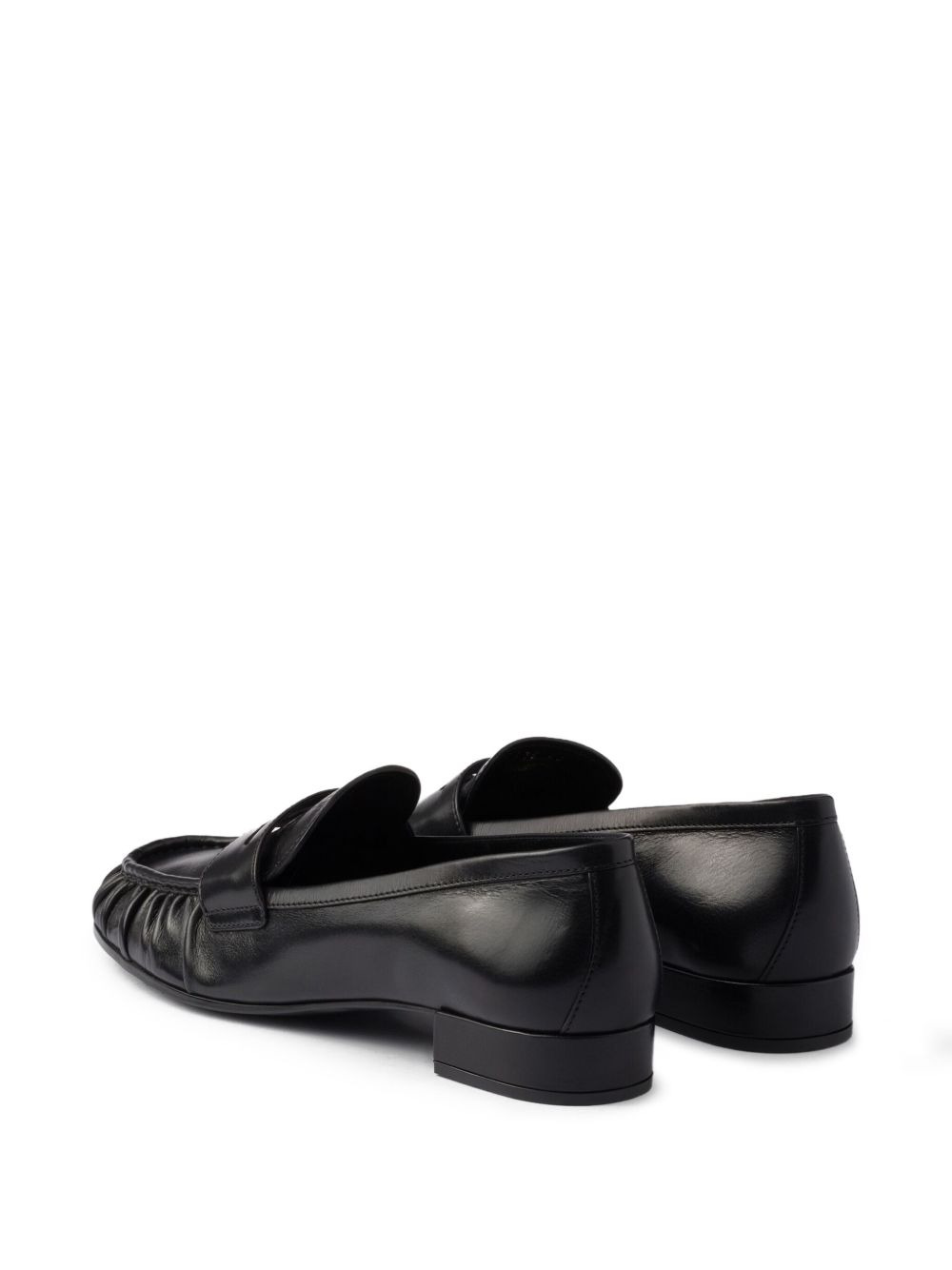pleated leather loafers - 3