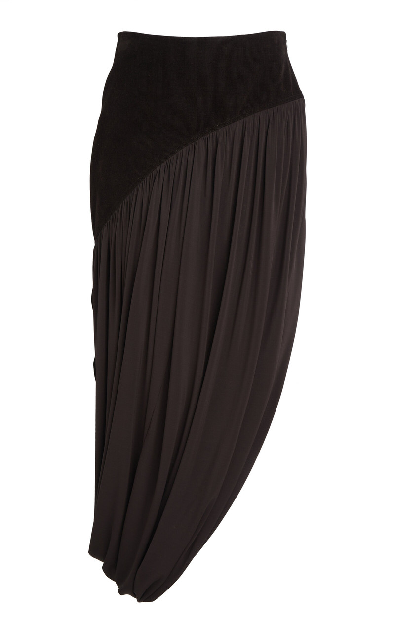Asymmetric Cotton-Blend Midi Skirt brown 1