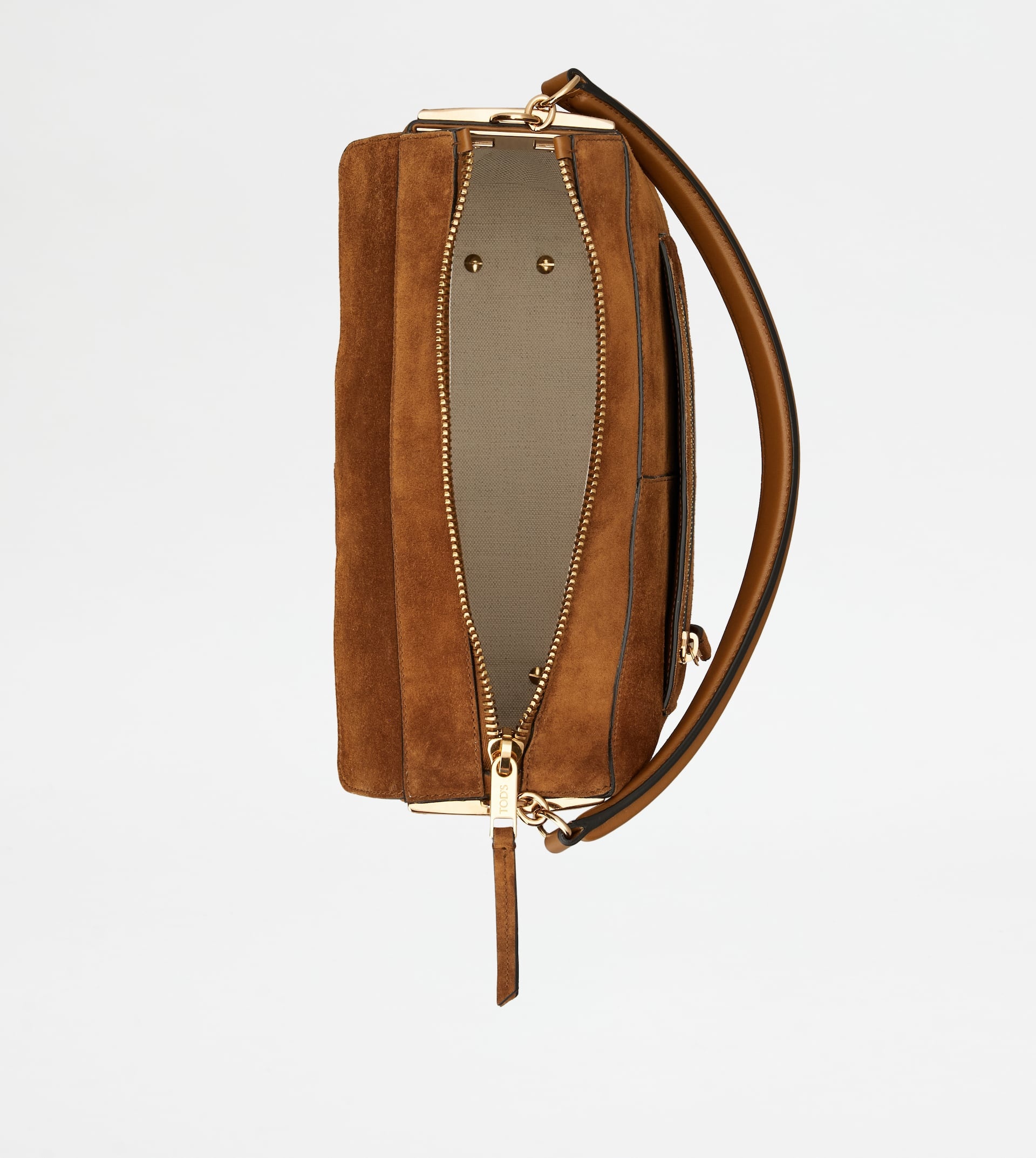 TOD'S T CASE BAULETTO IN SUEDE SMALL - BROWN - 5