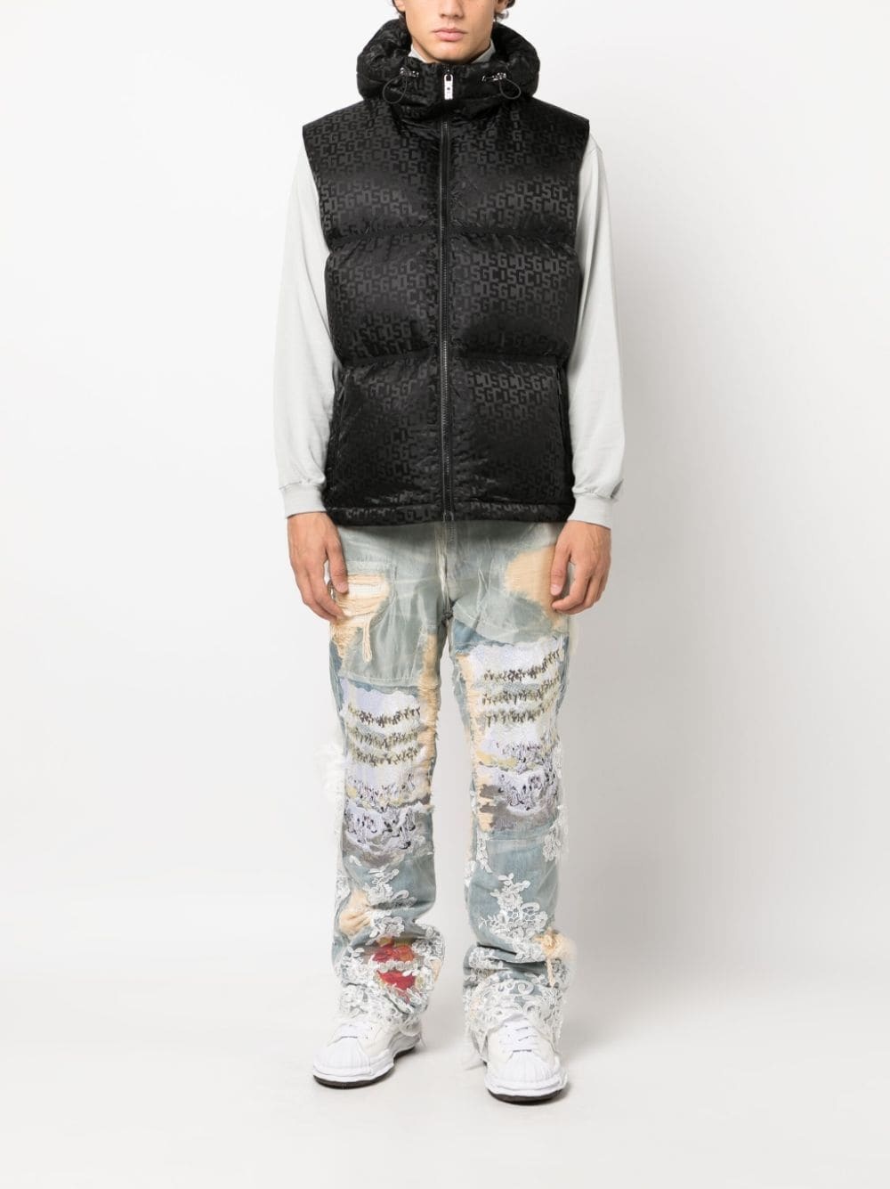 monogram-pattern vest - 3
