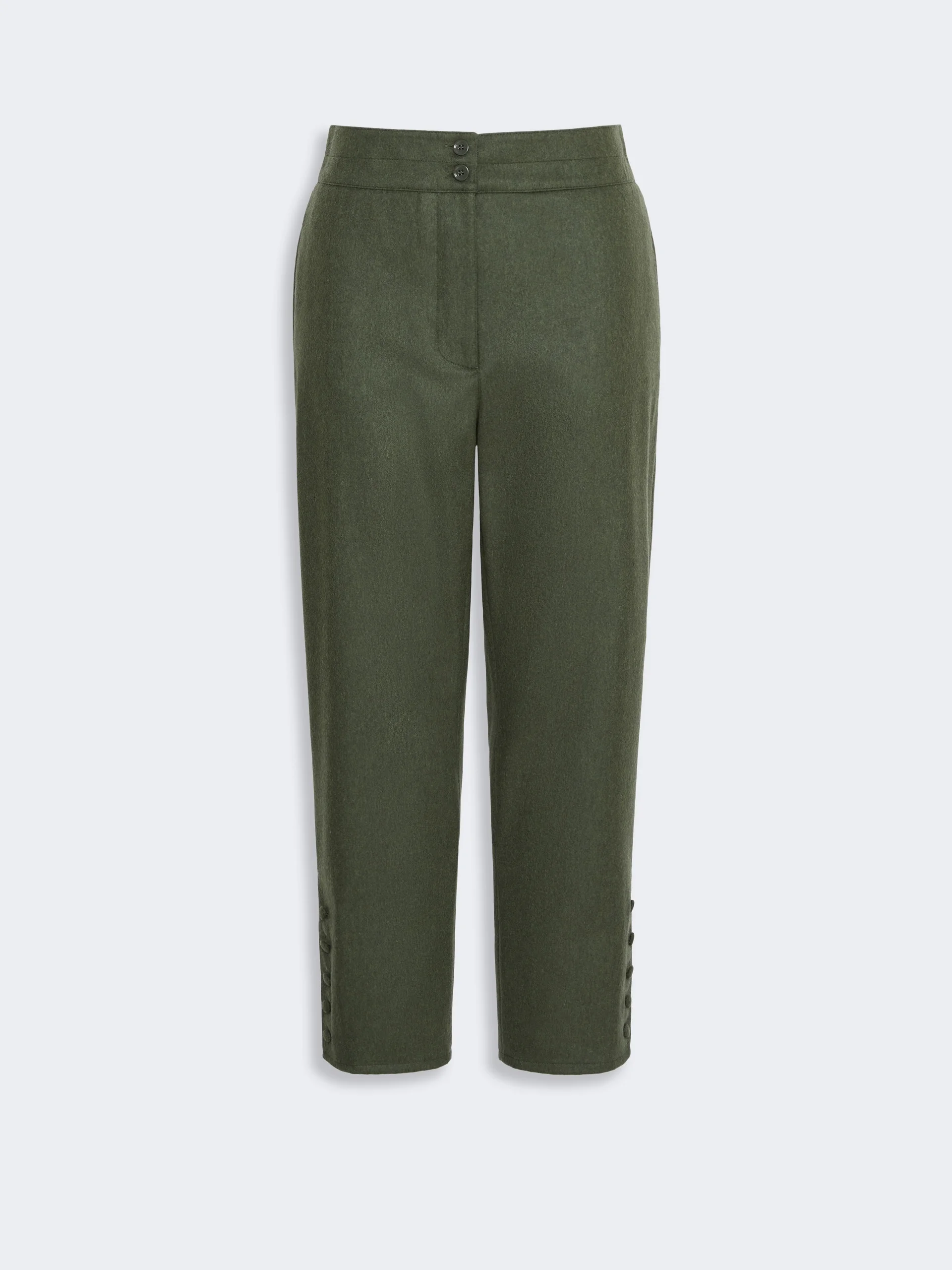 WKSPIEGA Mélange wool-blend cropped trousers - MOSS GREEN - 1