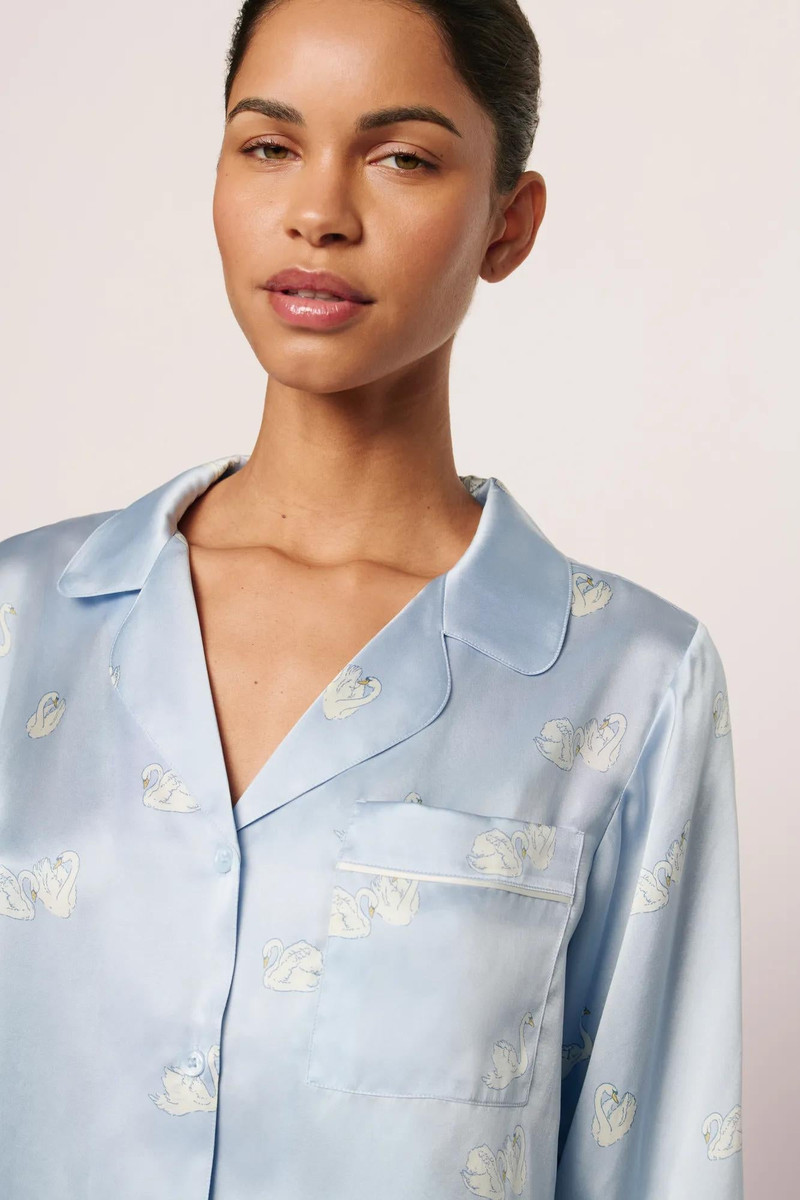 eberjey Inez Washable Silk Printed Long PJ Set outlook
