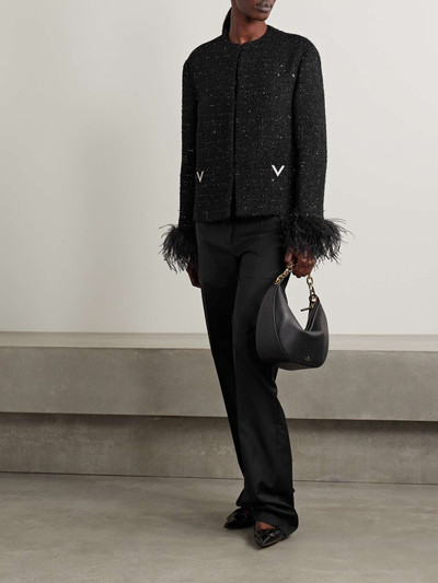 Valentino Embellished metallic bouclé-tweed jacket outlook