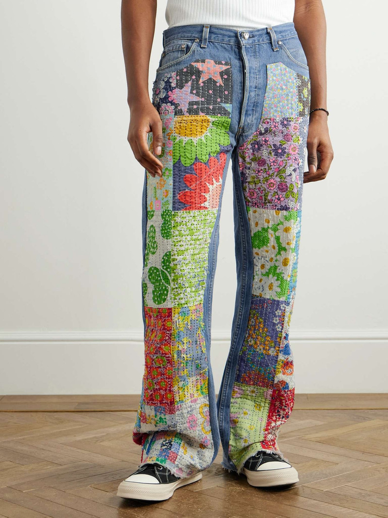 Flared Appliquéd Patchwork Jeans 3