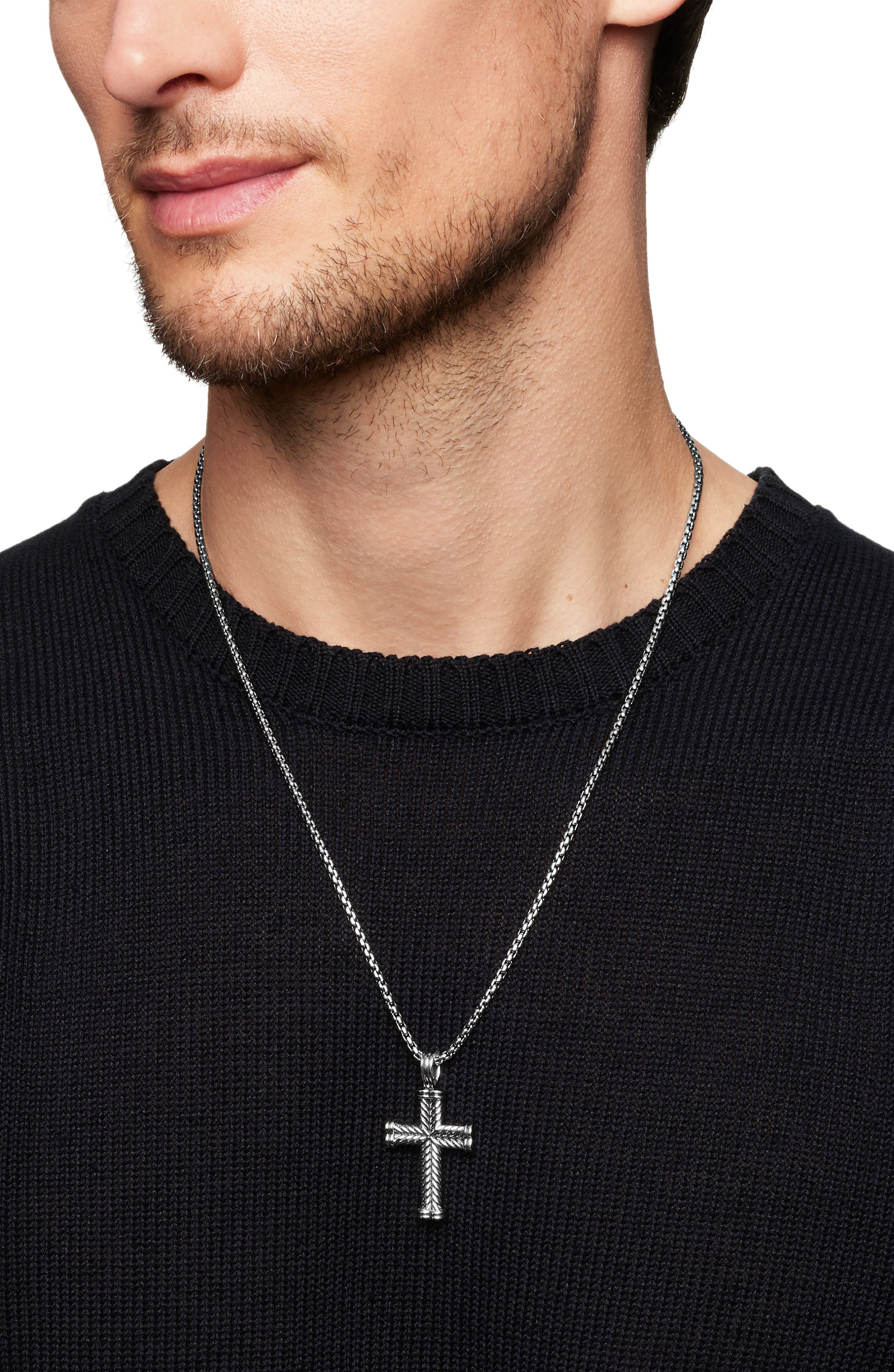 David Yurman Men's Chevron Cross Pendant, 33.5mm in Silver at Nordstrom - 2