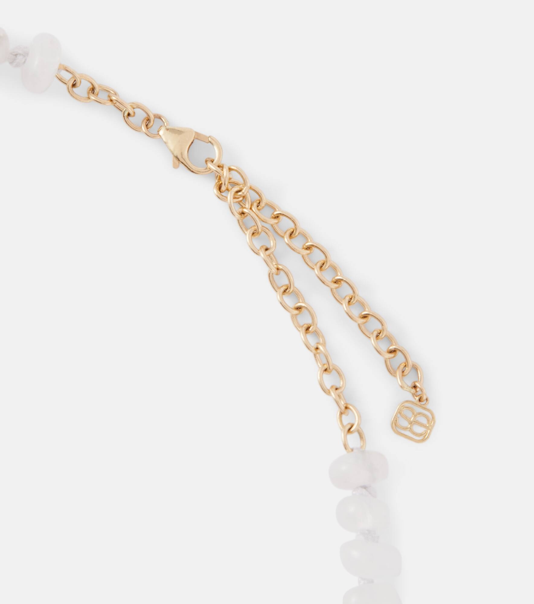 Multi-charm 14kt gold necklace with moonstone and diamonds - 4