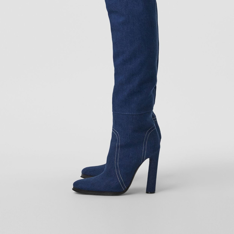 Porthole Detail Topstitched Denim Wader Boots 3