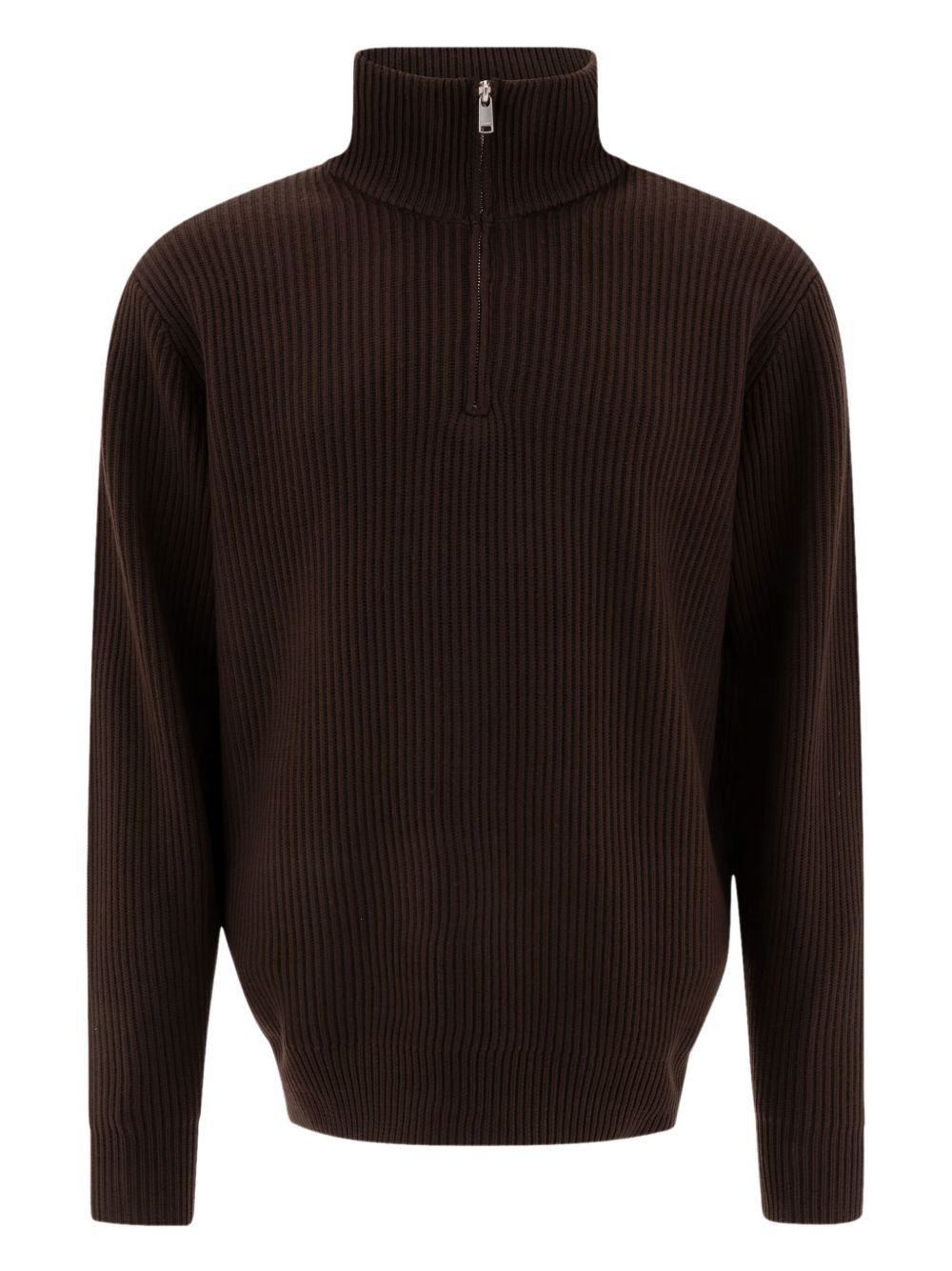 ribbed high-neck zip-up sweater - 1