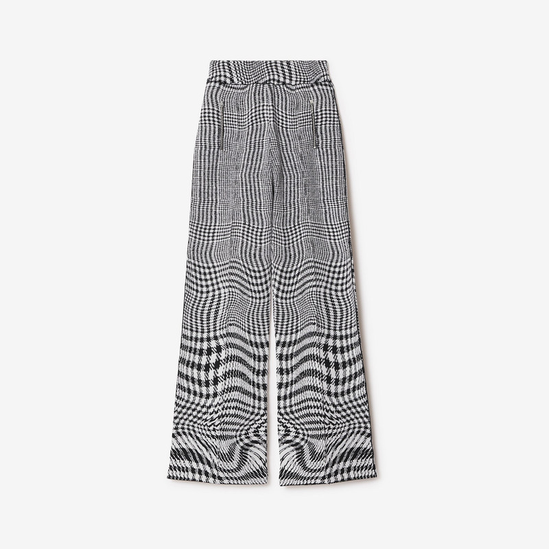 Warped Houndstooth Wool Blend Trousers - 1
